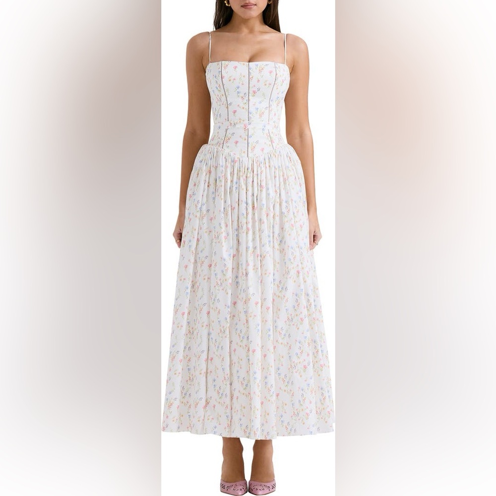 House of CB Ysabella white posy print maxi dress